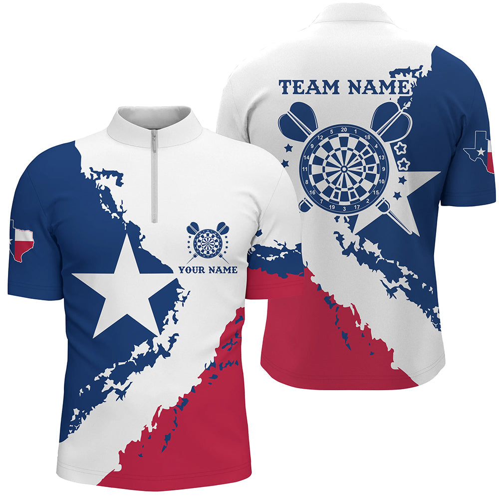Grunge Texas Flag Darts and Quarter-Zip Custom Patriotic Darts Attire