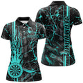 Turquoise Grunge Dart, Fire Flame Dart Board Custom Name Dragon Darts League