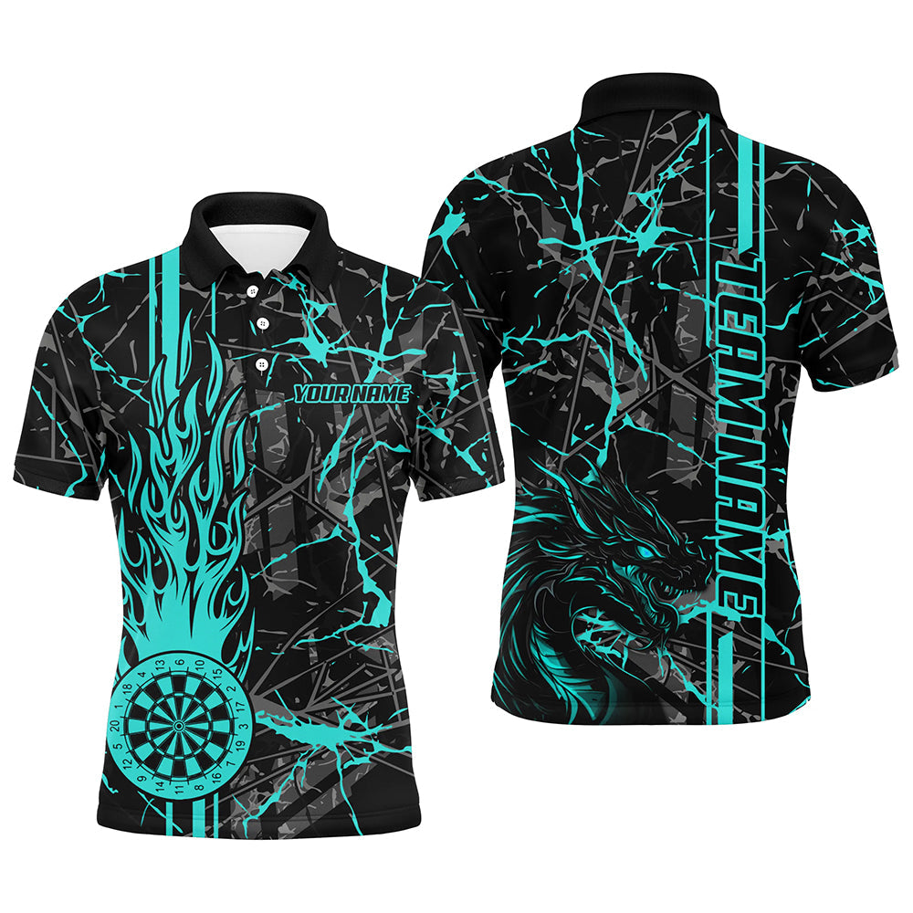 Turquoise Grunge Dart, Fire Flame Dart Board Custom Name Dragon Darts League