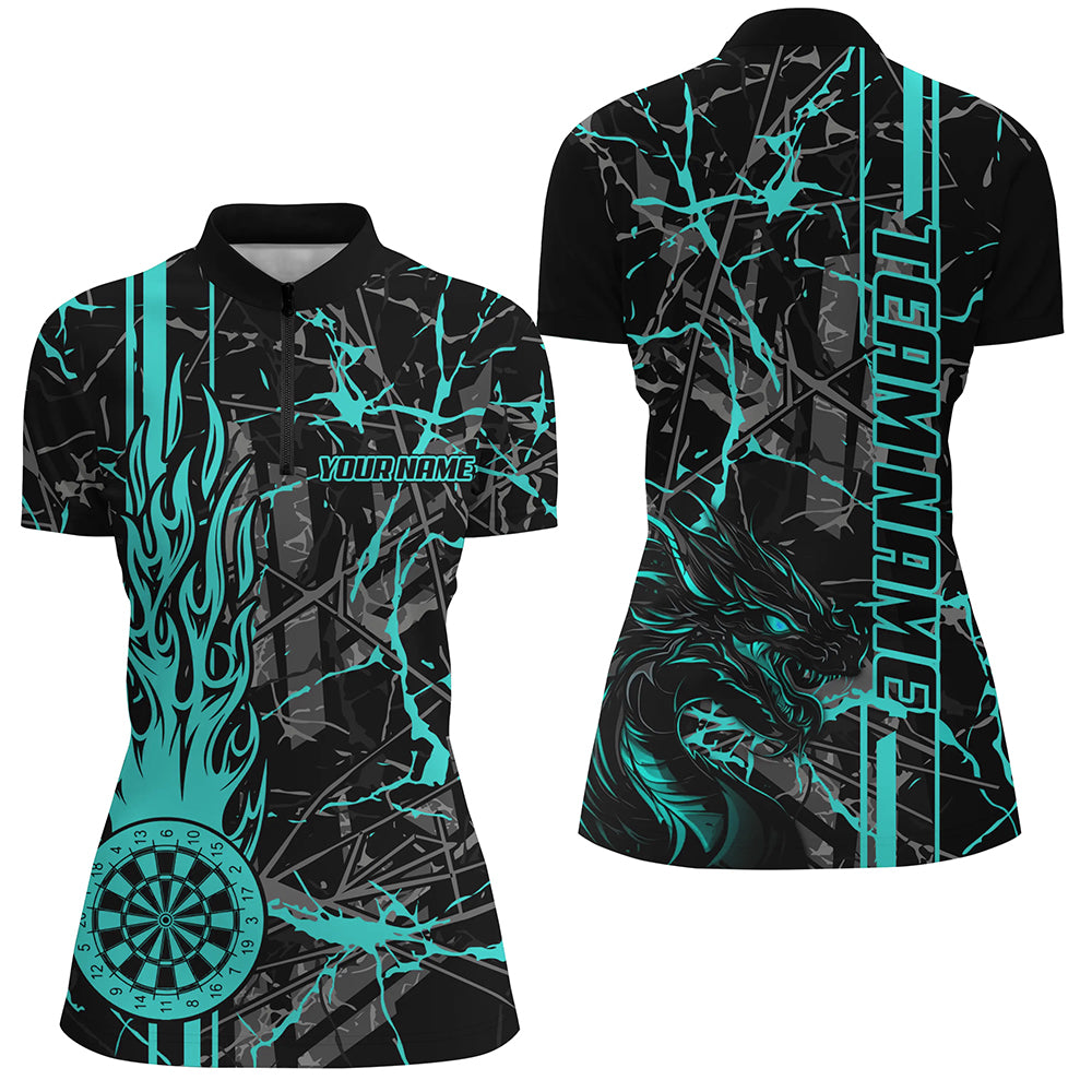 Turquoise Grunge Dart, Fire Flame Dart Board Custom Name Dragon Darts League