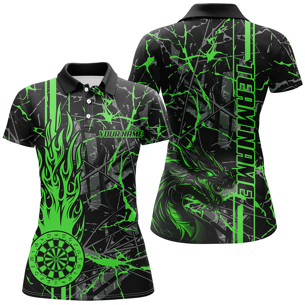 Green Grunge Dart, Fire Flame Dart Board Custom Name Dragon Darts League