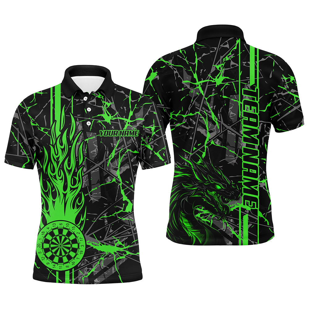 Green Grunge Dart, Fire Flame Dart Board Custom Name Dragon Darts League