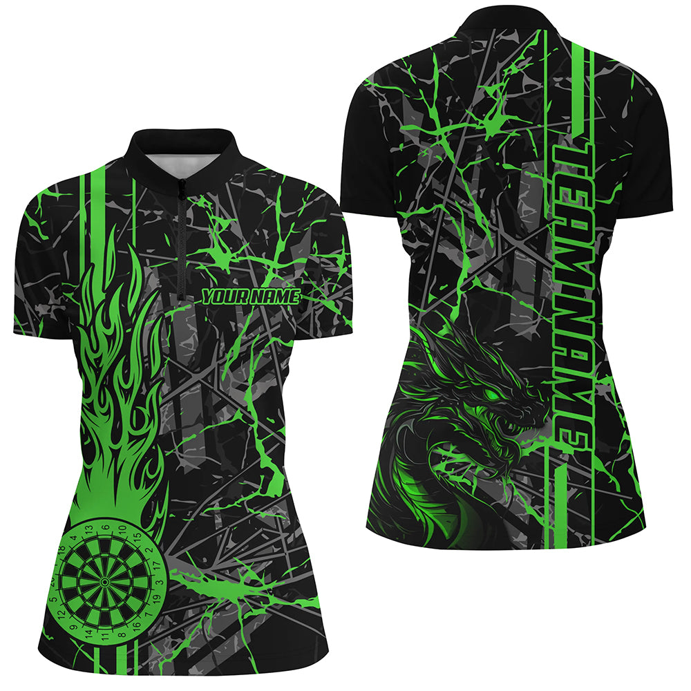 Green Grunge Dart, Fire Flame Dart Board Custom Name Dragon Darts League