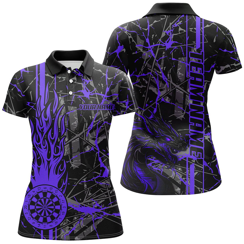 Purple Grunge Dart, Fire Flame Dart Board Custom Name Dragon Darts League
