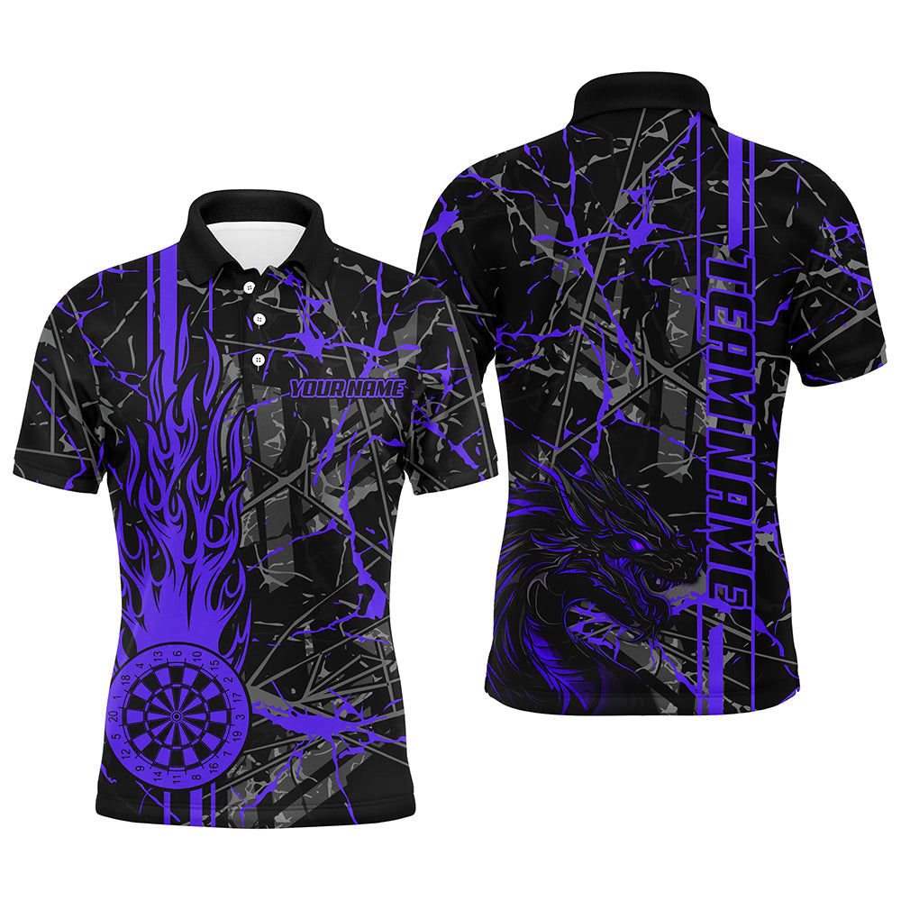 Purple Grunge Dart, Fire Flame Dart Board Custom Name Dragon Darts League