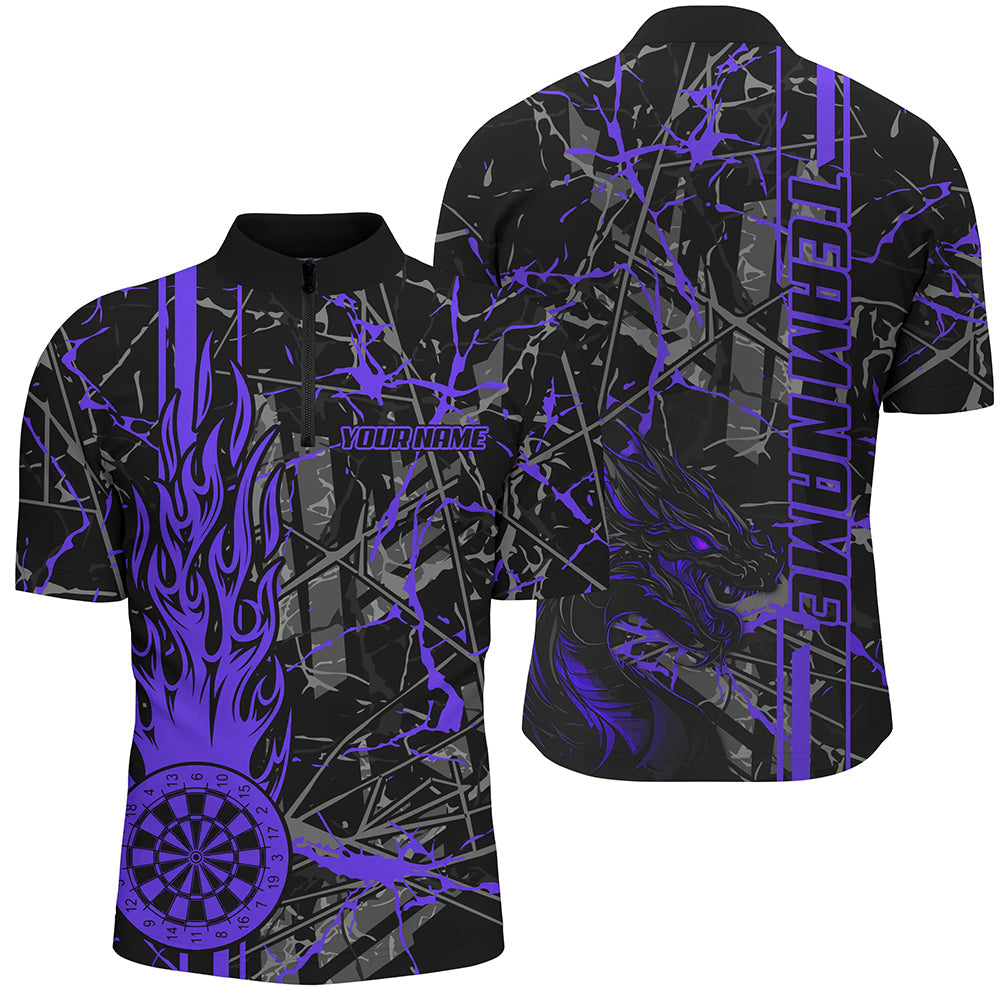 Purple Grunge Dart, Fire Flame Dart Board Custom Name Dragon Darts League