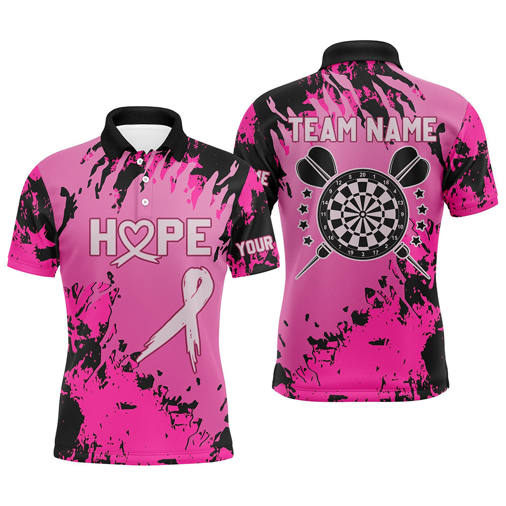Breast Cancer Awareness Pink Grunge Camo Men Darts and Quarter-Zip Custom Darts