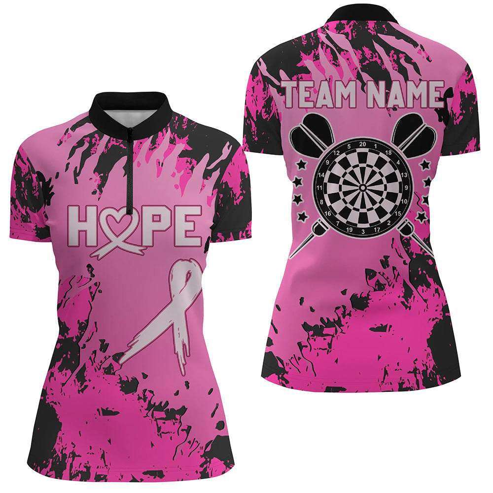 Breast Cancer Awareness Pink Grunge Camo Women Darts and Quarter-Zip Custom Darts