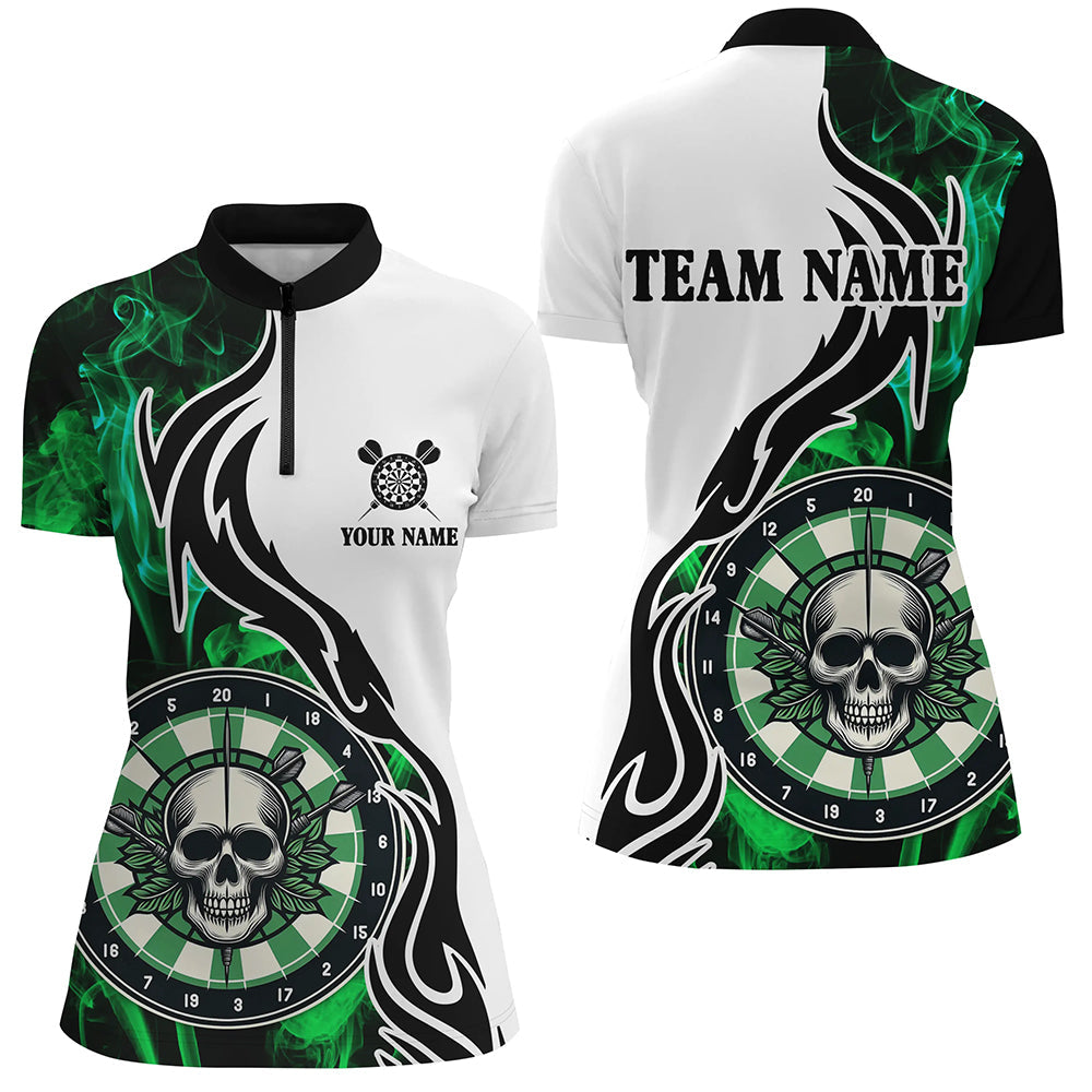 Green Darts Board Smoke Custom Men Darts and Quarter-Zip, Skull Darts Team