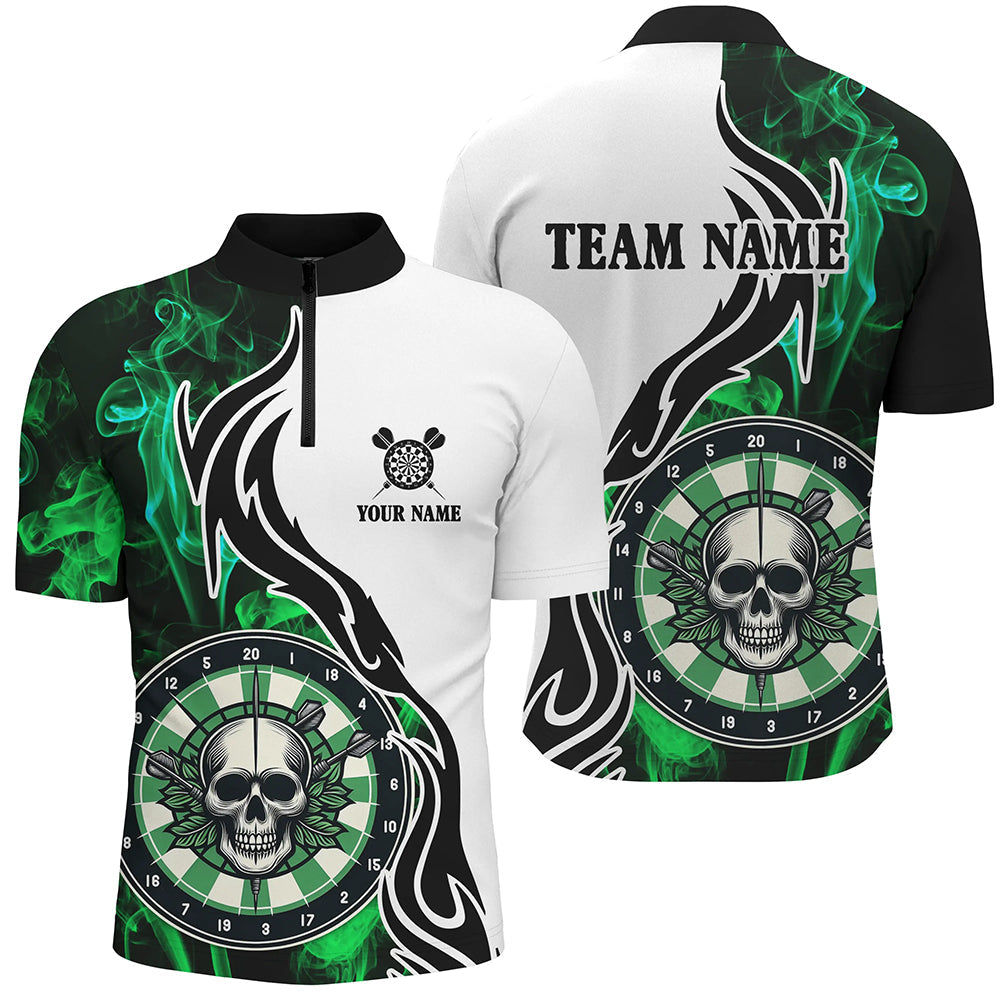 Green Darts Board Smoke Custom Men Darts and Quarter-Zip, Skull Darts Team