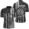 Custom Black Grunge US Flag Patriotic Dart, Retro Darts Board Smoke Dart Team