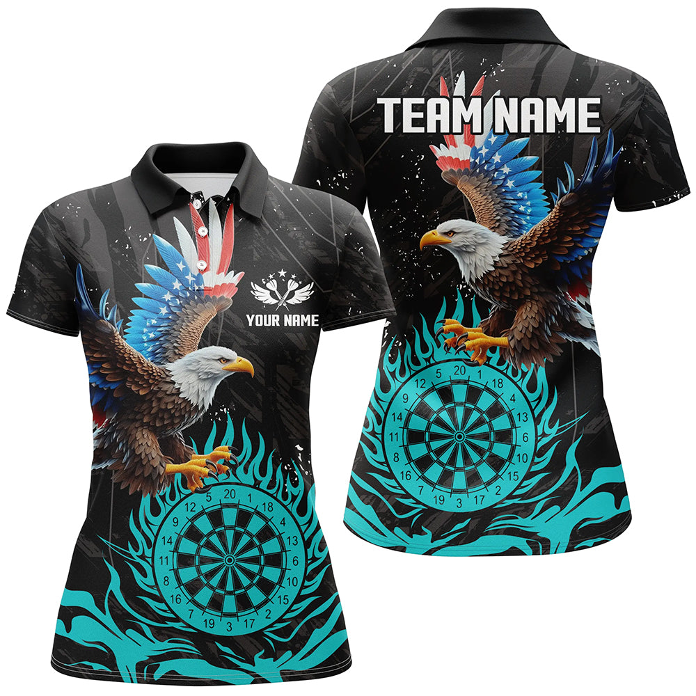 Personalized 3D Eagle American Flag Patriotic Darts Custom Flame Darts |Cyan