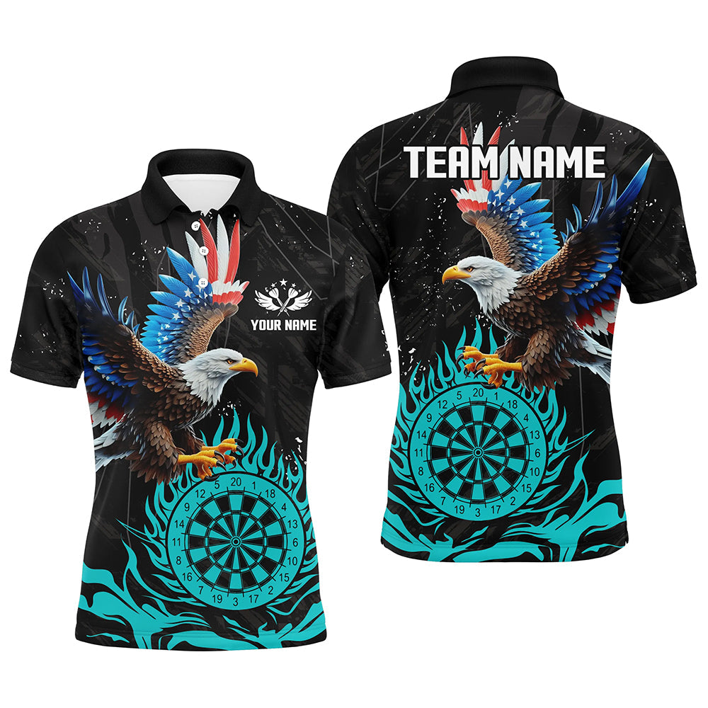 Personalized 3D Eagle American Flag Patriotic Darts Custom Flame Darts |Cyan
