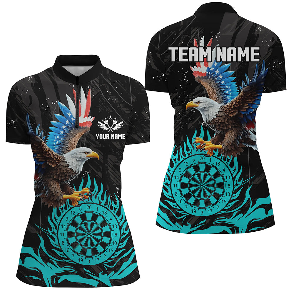Personalized 3D Eagle American Flag Patriotic Darts Custom Flame Darts |Cyan