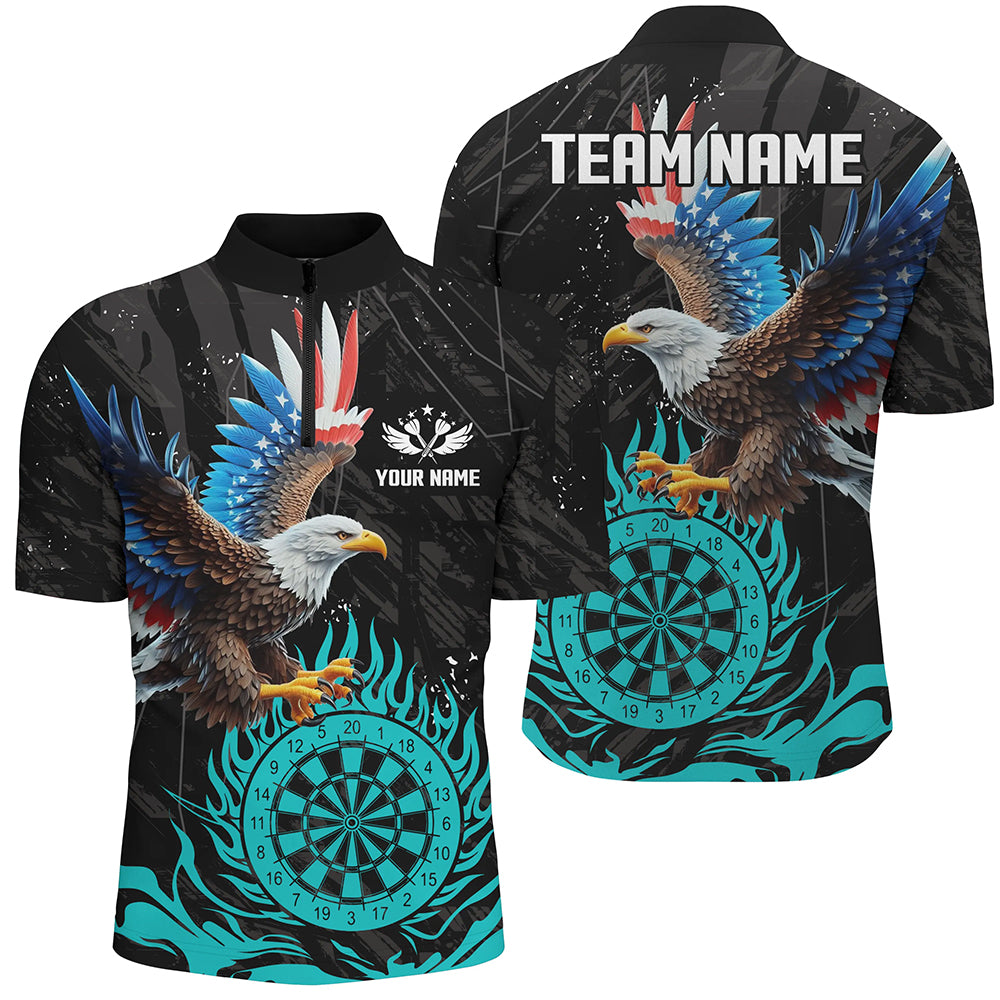 Personalized 3D Eagle American Flag Patriotic Darts Custom Flame Darts |Cyan