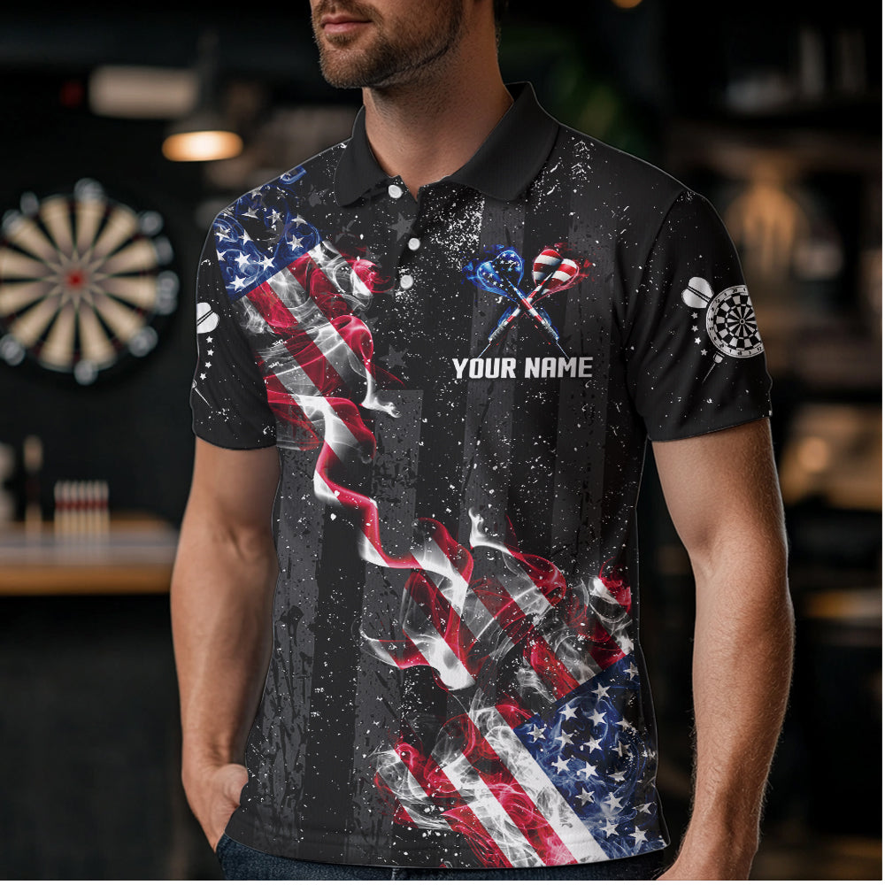 Customized American Flag Smoke Black Grunge Dart, Patriotic Team Darts