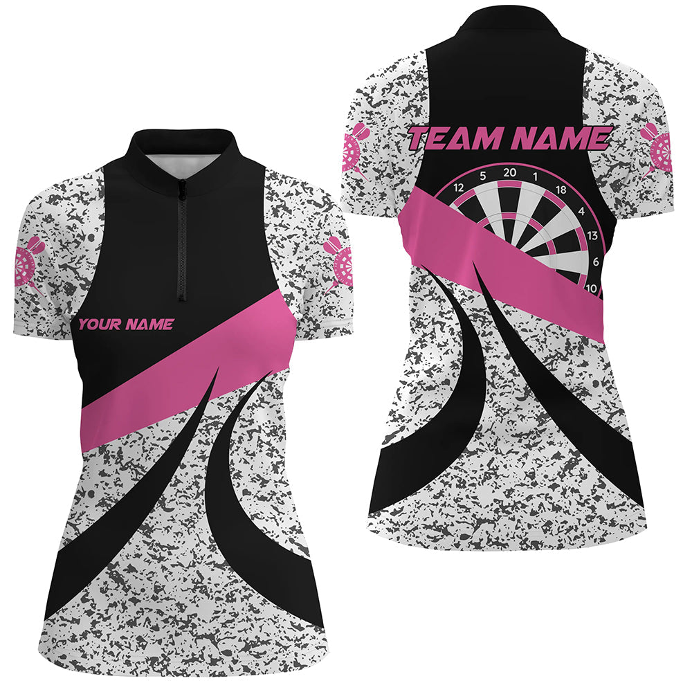 Personalized Grunge Pink Darts and Quarter-Zip, Unique Darts Team Attire
