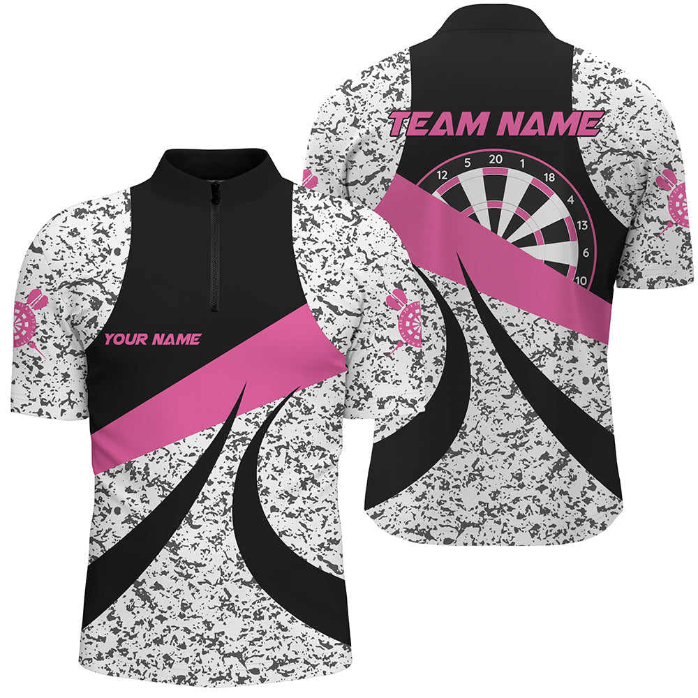 Personalized Grunge Pink Darts and Quarter-Zip, Unique Darts Team Attire