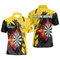 Personalized 3D Darts Board Fire Flame Men Darts and Quartet-Zip, Yellow Darts Team