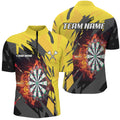 Personalized 3D Darts Board Fire Flame Men Darts and Quartet-Zip, Yellow Darts Team