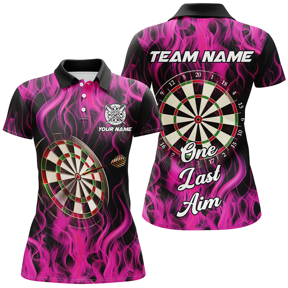 One Last Aim 3D Fire Flame Pink Darts Custom Darts Saying, Darts