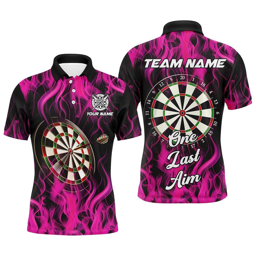 One Last Aim 3D Fire Flame Pink Darts Custom Darts Saying, Darts