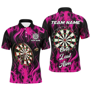 One Last Aim 3D Fire Flame Pink Darts Custom Darts Saying, Darts