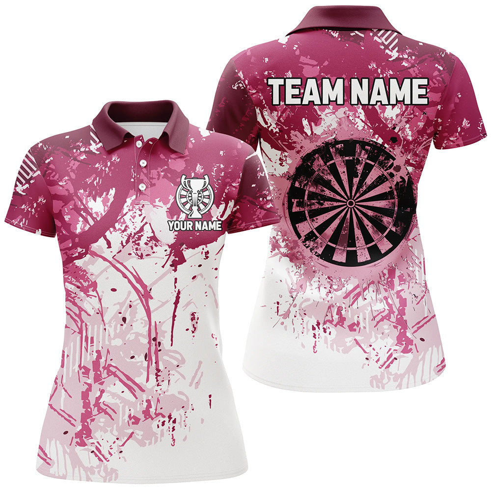 Personalized Pink Grunge Classic Darts Custom Team Name Darts Short Sleeve