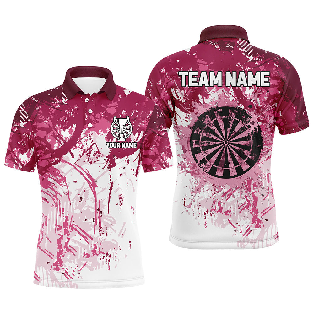Personalized Pink Grunge Classic Darts Custom Team Name Darts Short Sleeve