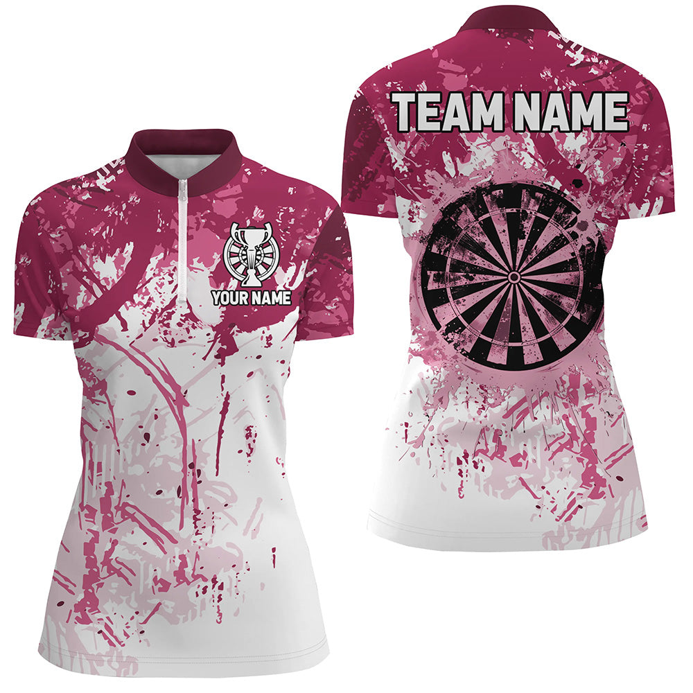 Personalized Pink Grunge Classic Darts Custom Team Name Darts Short Sleeve