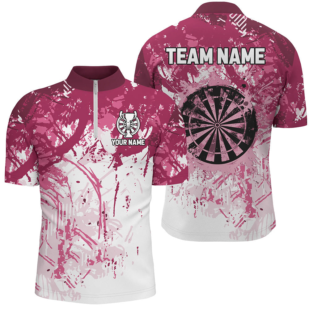 Personalized Pink Grunge Classic Darts Custom Team Name Darts Short Sleeve