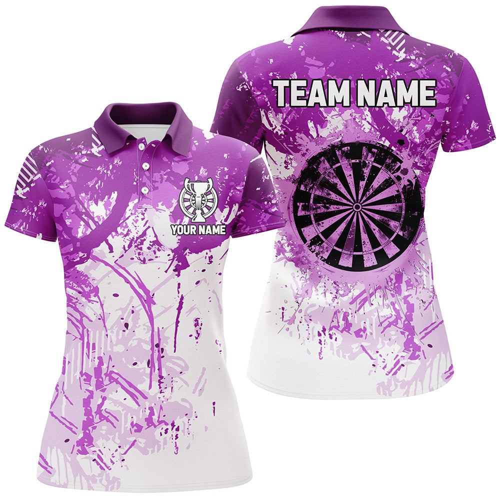 Personalized Purple Grunge Classic Darts Custom Team Name Darts Short Sleeve