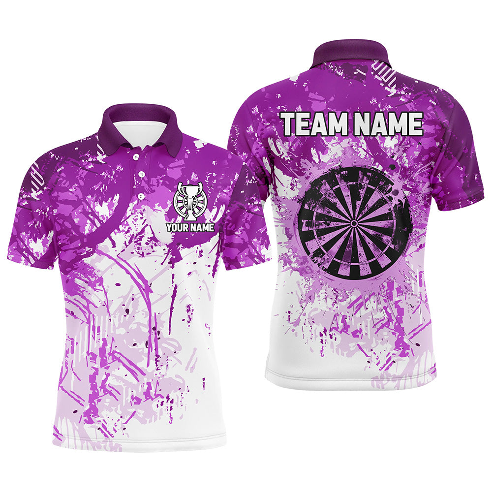 Personalized Purple Grunge Classic Darts Custom Team Name Darts Short Sleeve