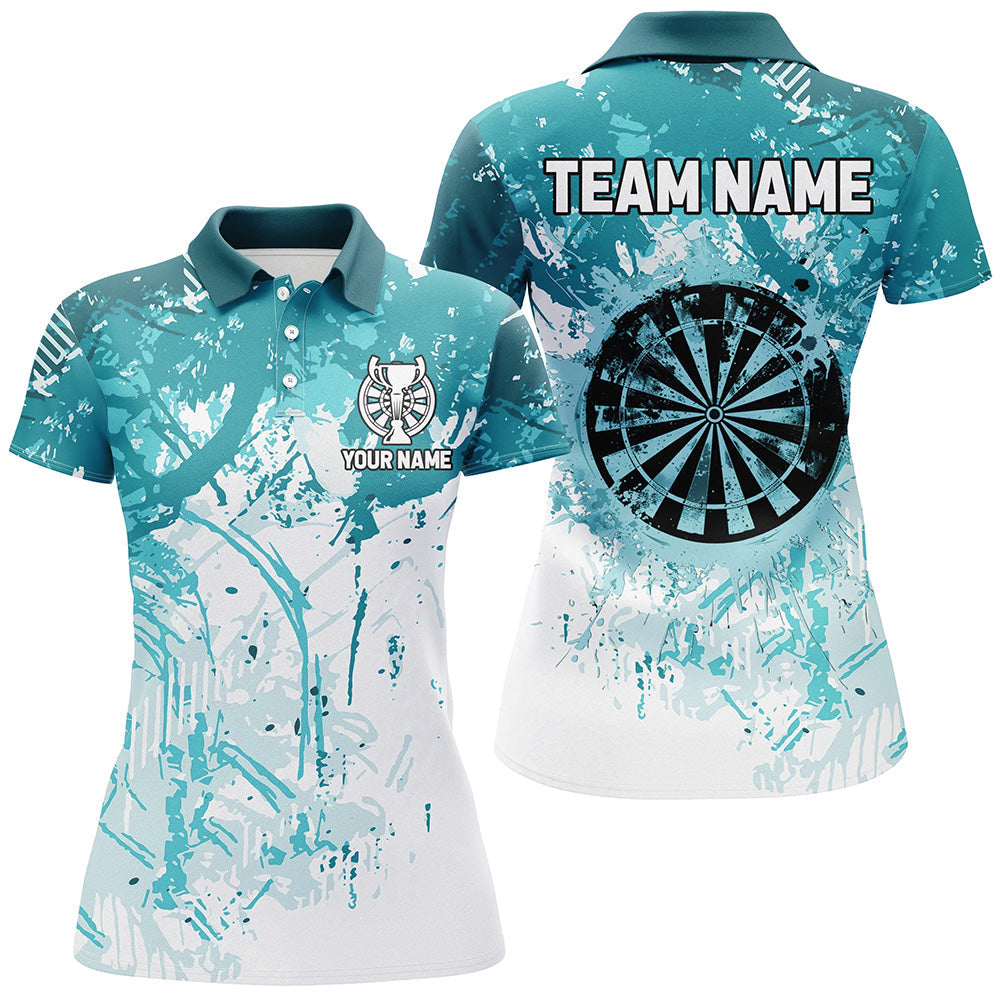 Personalized Turquoise Grunge Classic Darts Custom Team Darts Short Sleeve