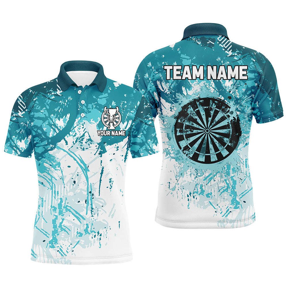 Personalized Turquoise Grunge Classic Darts Custom Team Darts Short Sleeve