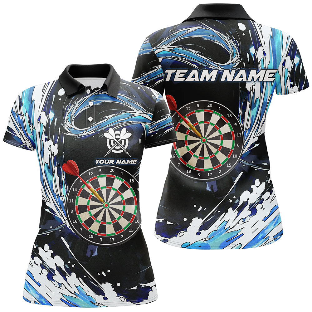 Personalized Blue Waves 3D Dart Board Quarter-Zip Custom Men Dart Dart