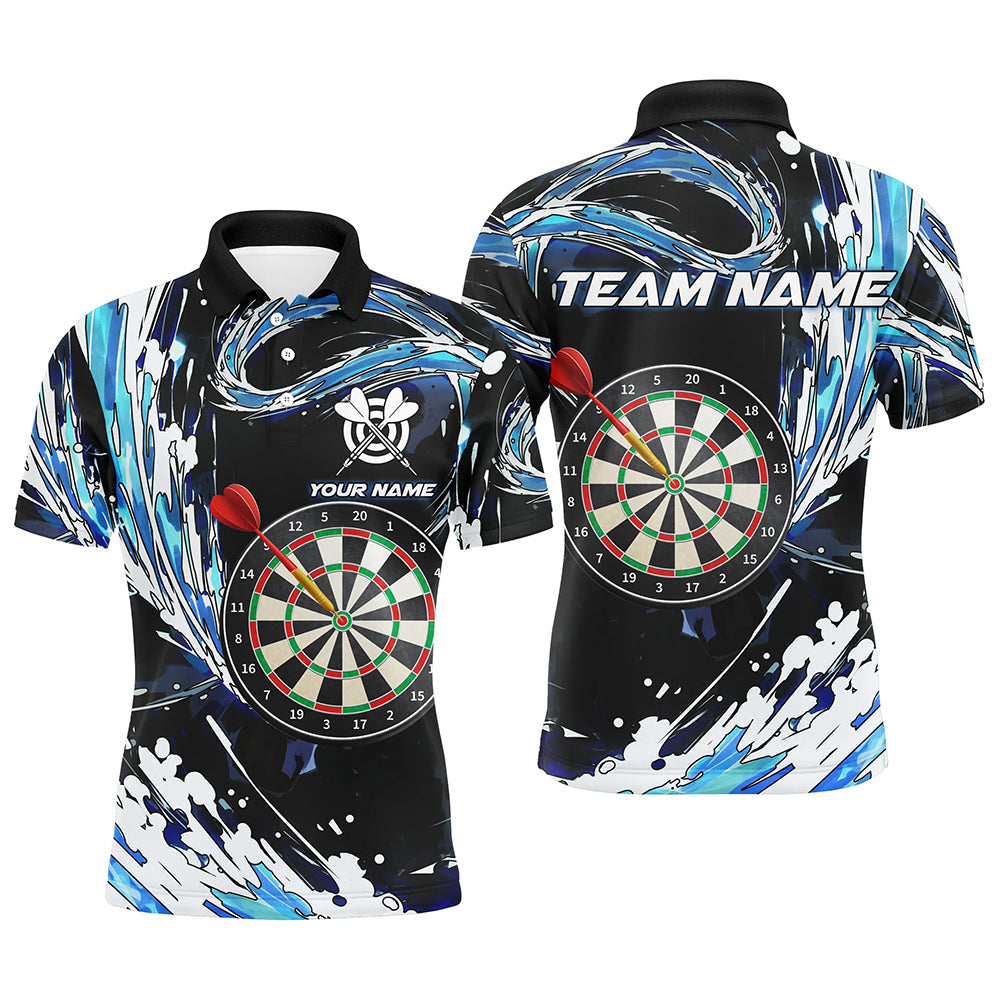 Personalized Blue Waves 3D Dart Board Quarter-Zip Custom Men Dart Dart