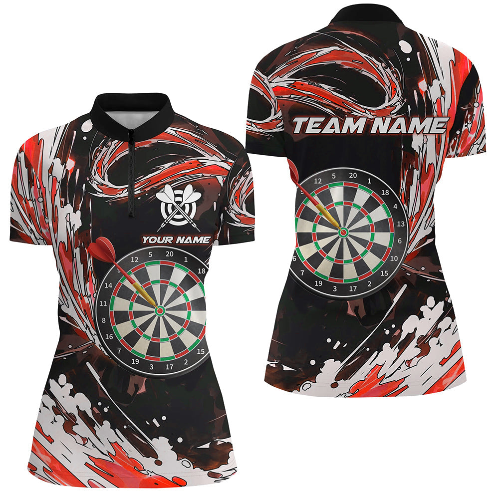 Personalized Red Waves 3D Dart Board Quarter-Zip Custom Men Dart Dart