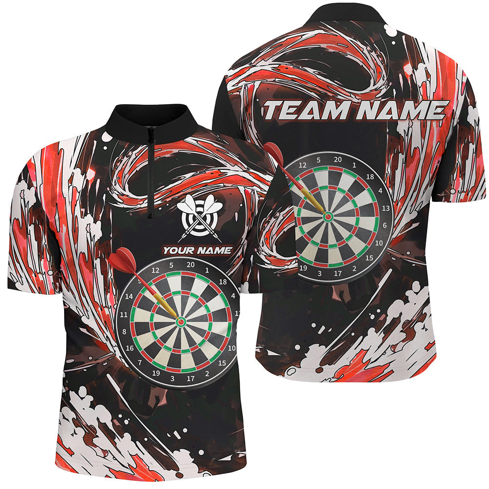 Personalized Red Waves 3D Dart Board Quarter-Zip Custom Men Dart Dart