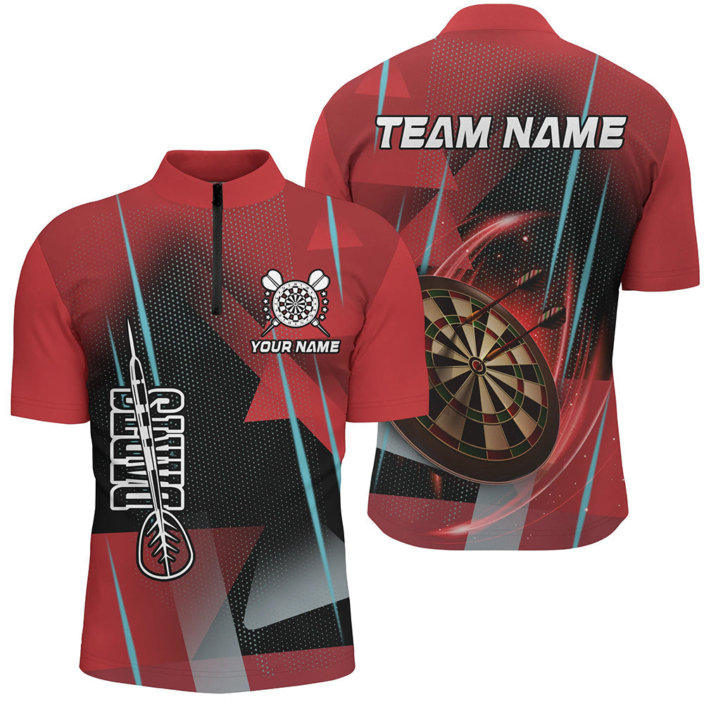 Personalized 3D All Over Print Darts and Quarter-Zip Custom Red Darts Team