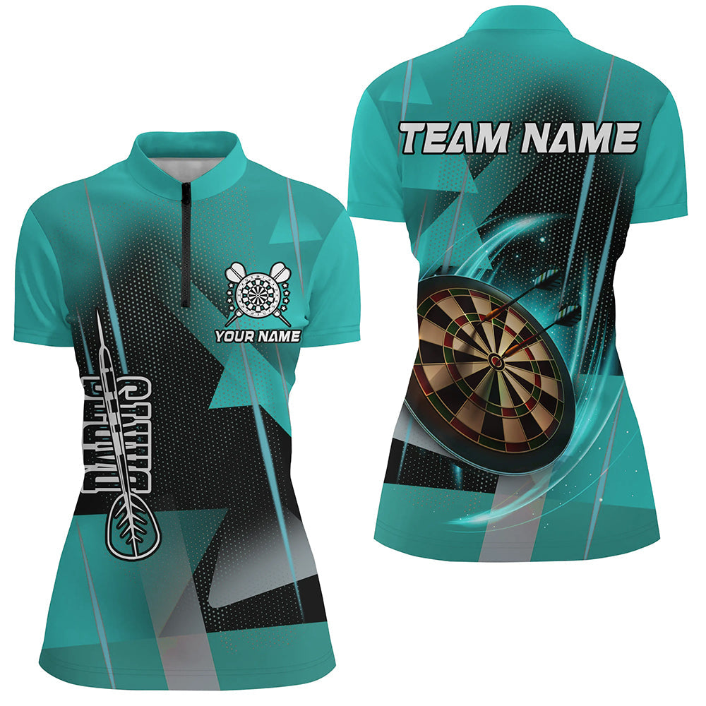 Personalized Darts and Quarter-Zip 3D Printed Custom Turquoise Darts Team