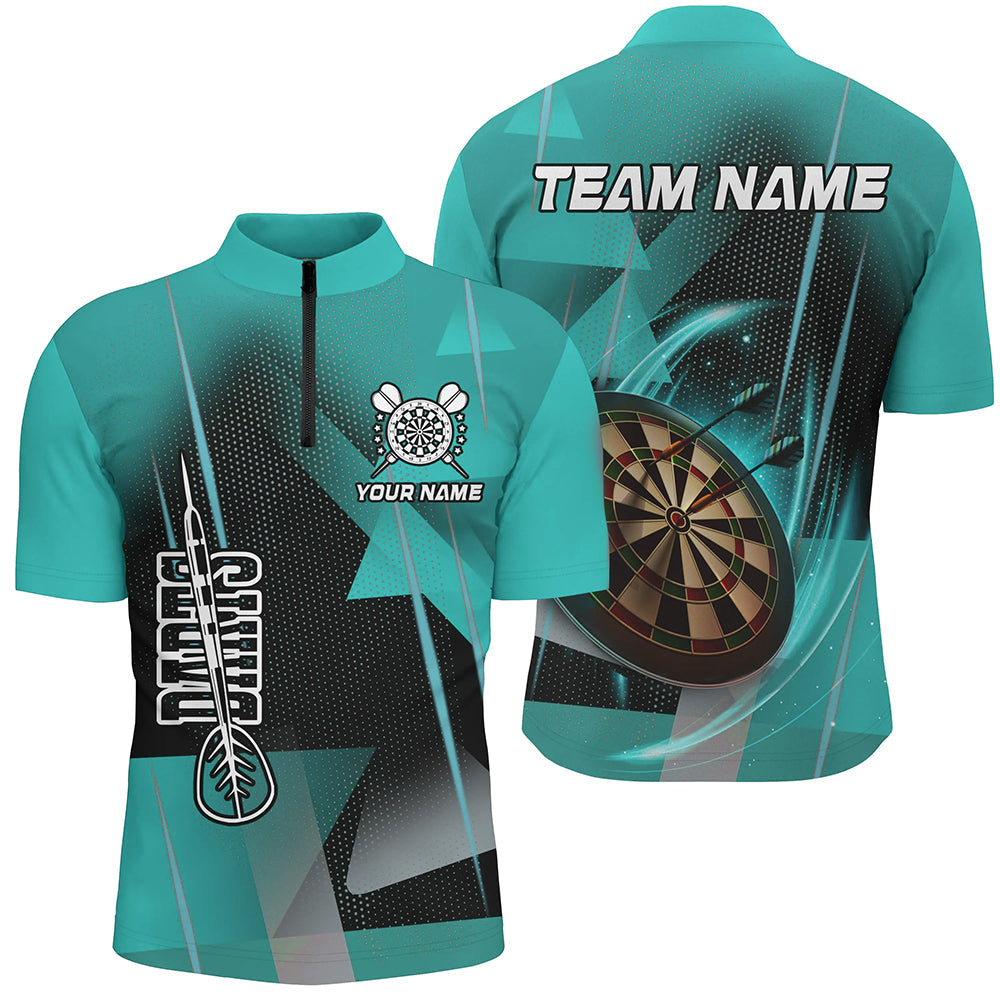 Personalized Darts and Quarter-Zip 3D Printed Custom Turquoise Darts Team