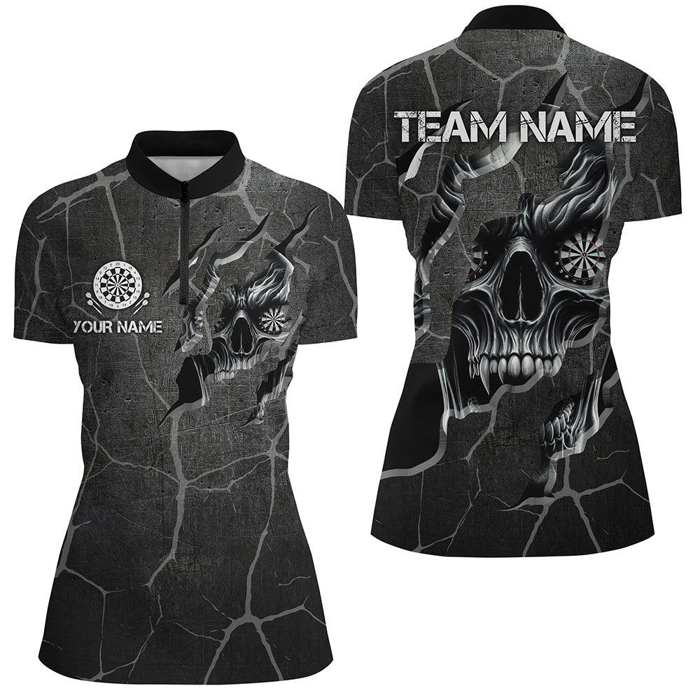 Personalized Skull Black Grunge Darts And Quarter-Zip Custom Darts Team