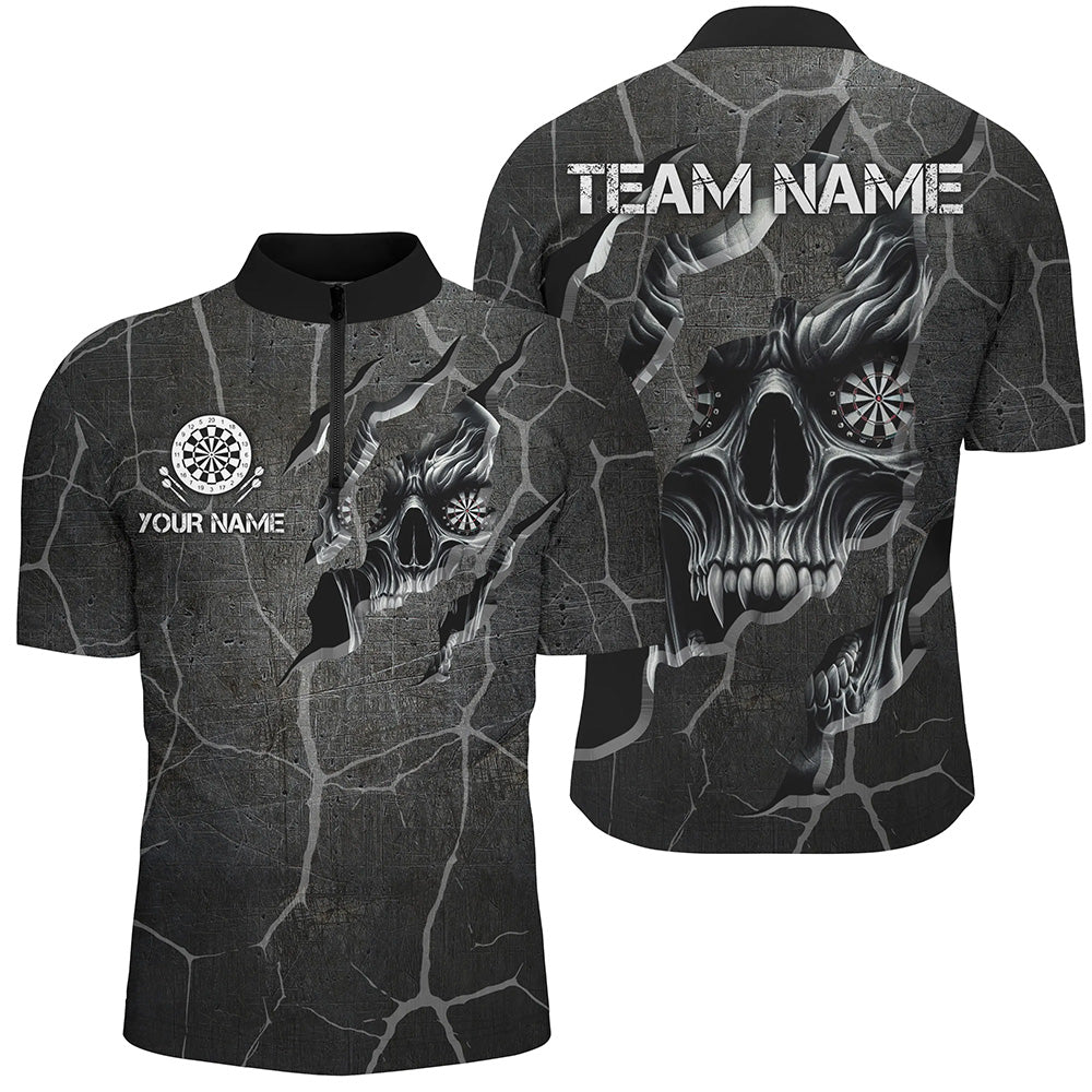 Personalized Skull Black Grunge Darts And Quarter-Zip Custom Darts Team