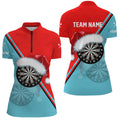 Red Blue Santa Darts Board Christmas Men Darts and Quarter-Zip Custom Dart Gift