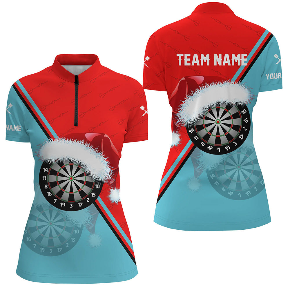 Red Blue Santa Darts Board Christmas Men Darts and Quarter-Zip Custom Dart Gift