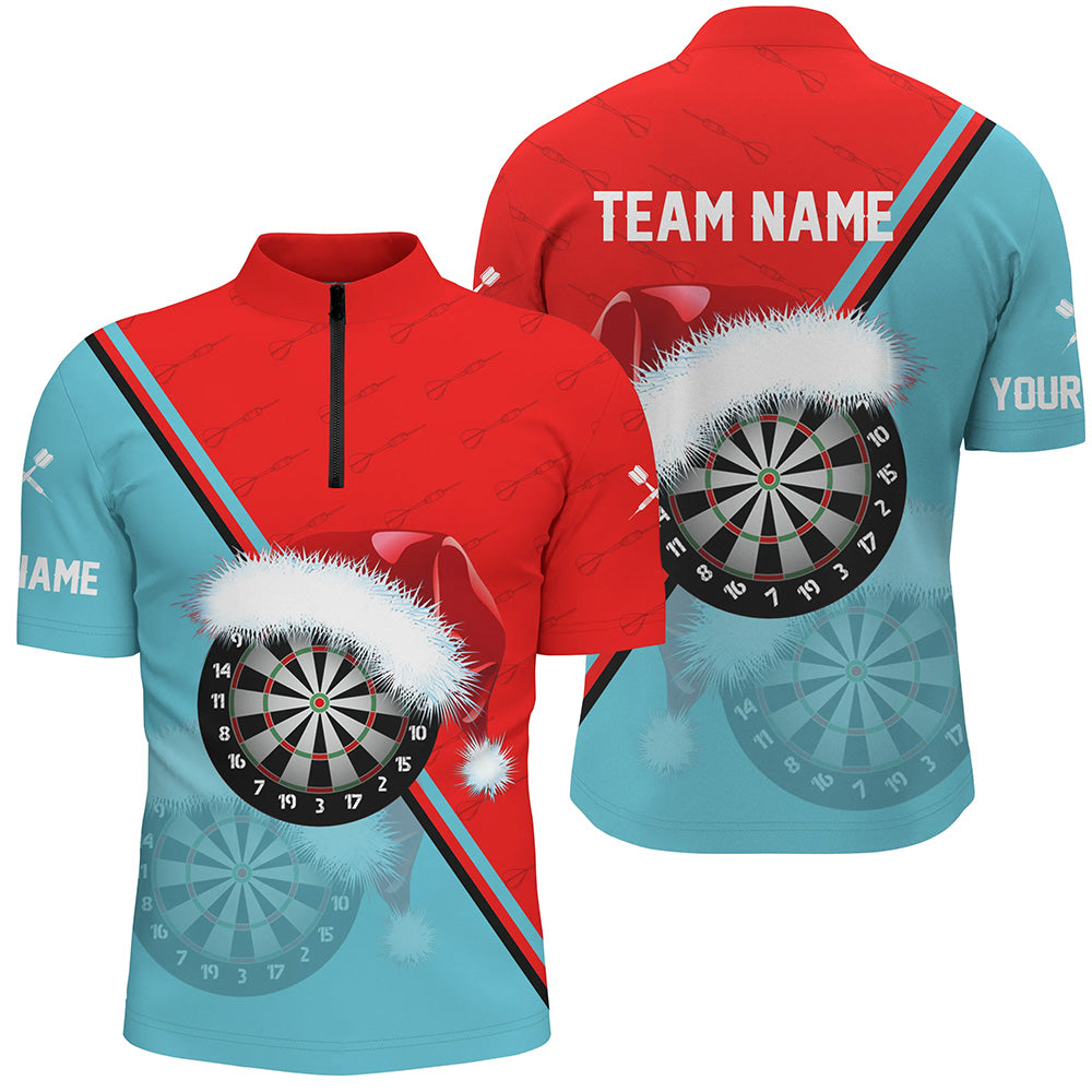 Red Blue Santa Darts Board Christmas Men Darts and Quarter-Zip Custom Dart Gift