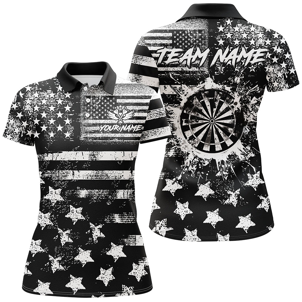 Custom Black Grunge US Flag Patriotic Darts, Retro Darts Board Darts Team