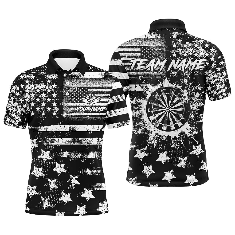 Custom Black Grunge US Flag Patriotic Darts, Retro Darts Board Darts Team