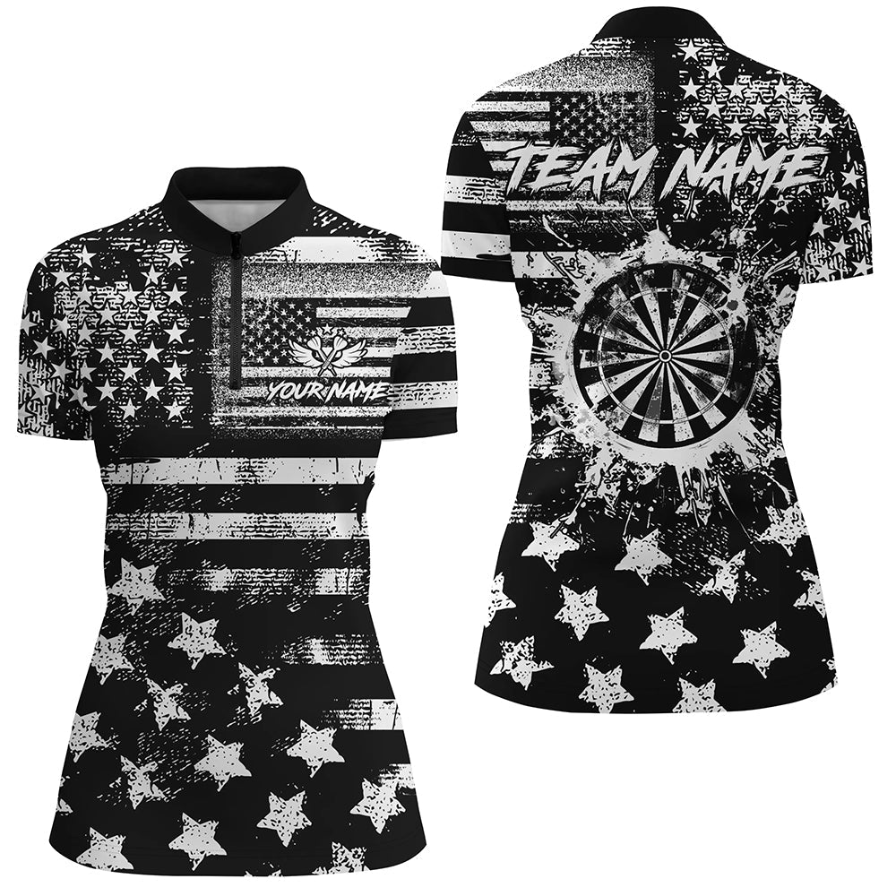 Custom Black Grunge US Flag Patriotic Darts, Retro Darts Board Darts Team